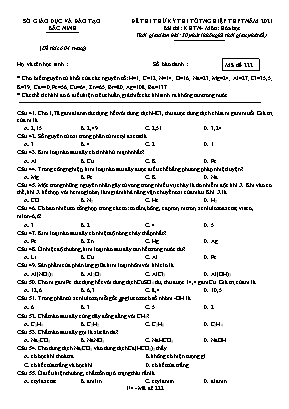 Đề thi thử Tốt nghiệp THPT môn Hóa học - Mã đề 222 - Năm học 2020-2021 - Sở giáo dục và đào tạo Bắc Ninh (Có đáp án)